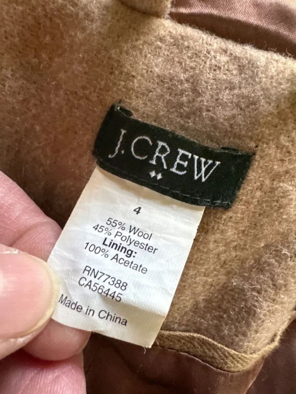 J. Crew Wool Blend Hooded Button Front Coat In Camel Size 4 Fully Lined Made In - Picture 6 of 12
